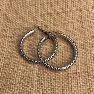 Premier Designs Silver Earrings with Black Detailing
